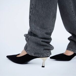 Zara metallic kitten heel